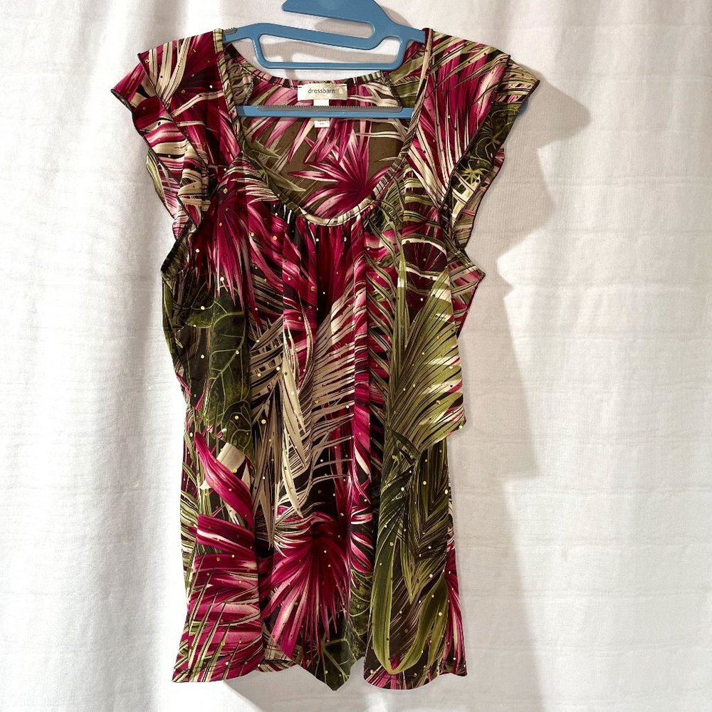 Women's Dress Barn Sleeveless Blouse with Gold Embellishments, Size Medium